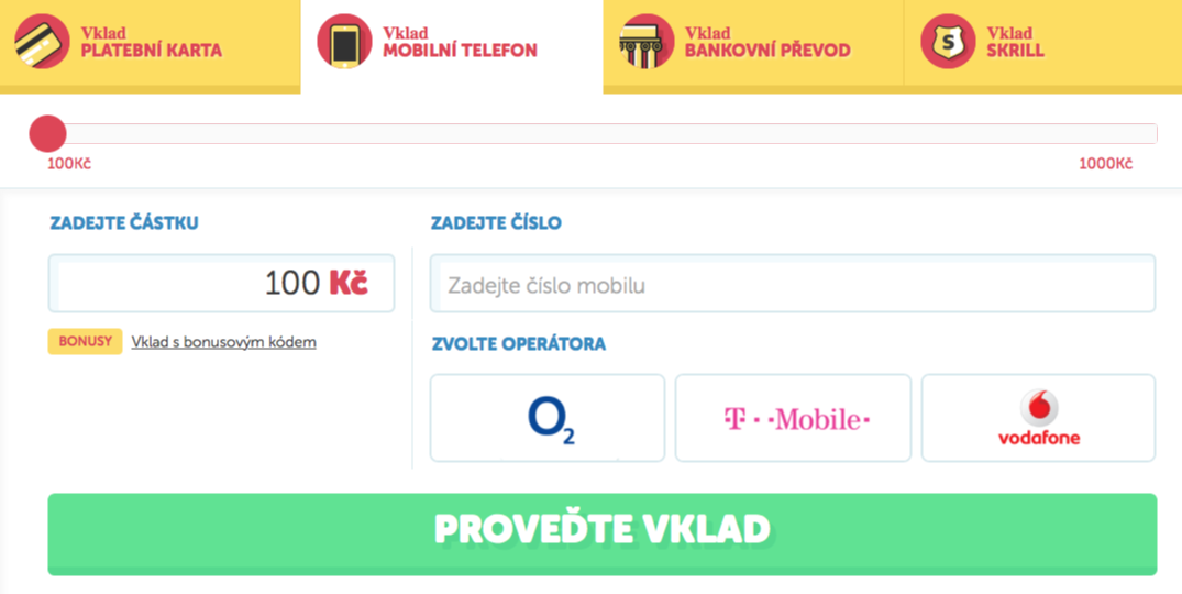 Casino vklad sms
