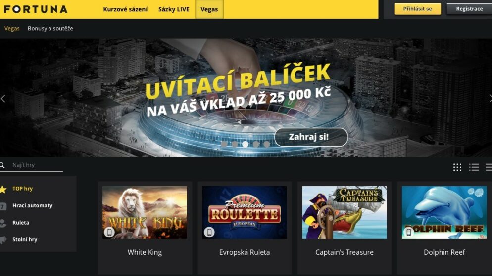 Fortuny otevřela jako první online casino, jmenuje se Vegas a nabízí bonus 25.000 Kč