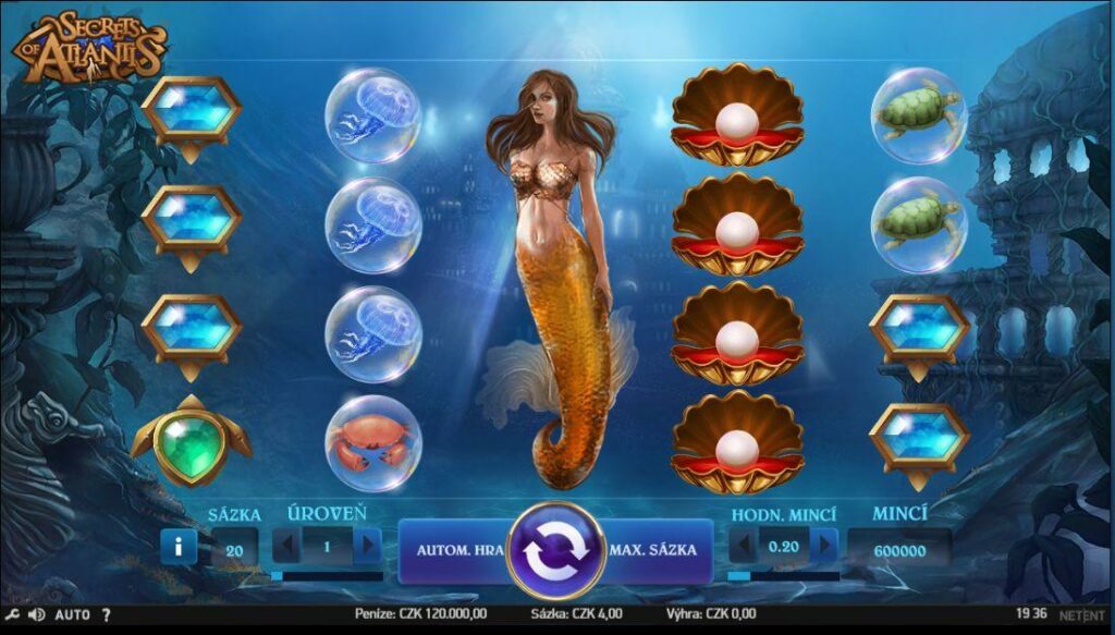 Mořská panna je ústředním motivem výherního automatu Secrets of Atlantis.