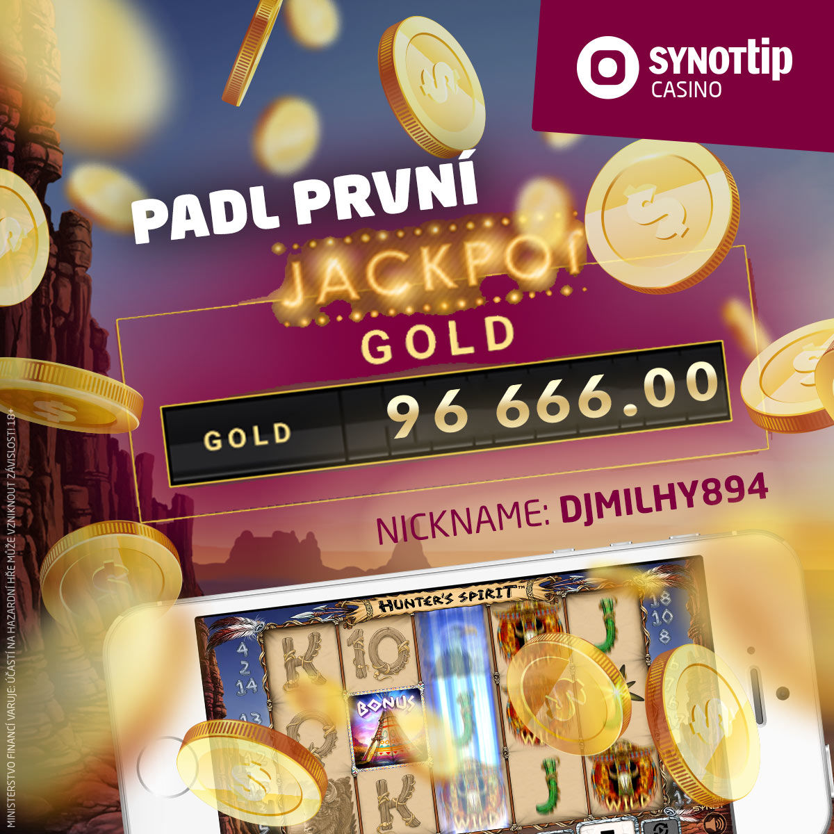 Padl první GOLD JACKPOT v casinu SYNOT TIP