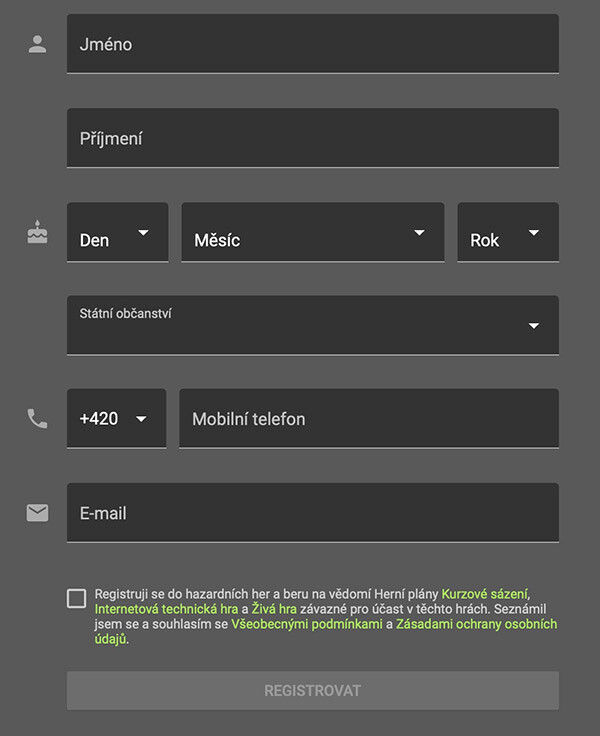 Registracni formular
