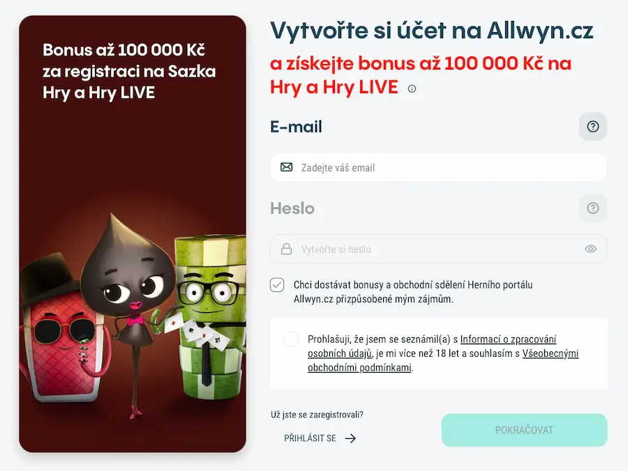 Registrace Sazka