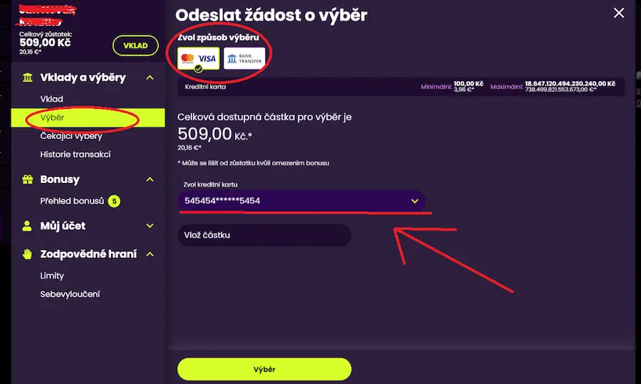 Jak vybrat peníze z Kingsbet casina