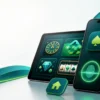 Mobil a tablet s nabídkou casino her a zabezpečeným přihlášením v barvách fBET