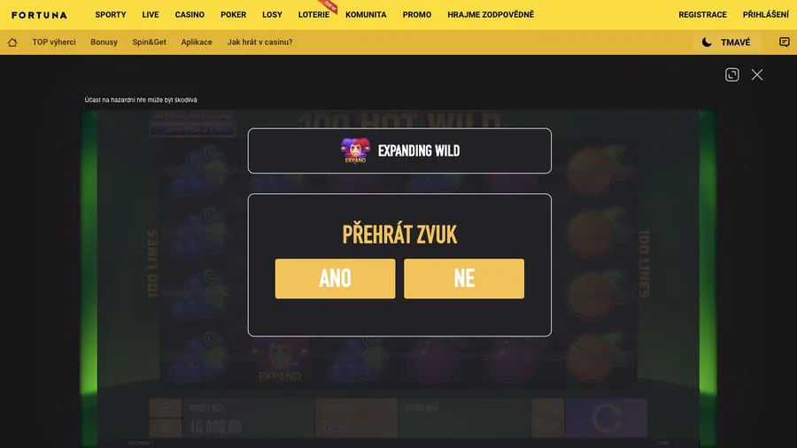 Demo automatu 100 Hot Wild ve Fortuna Casinu