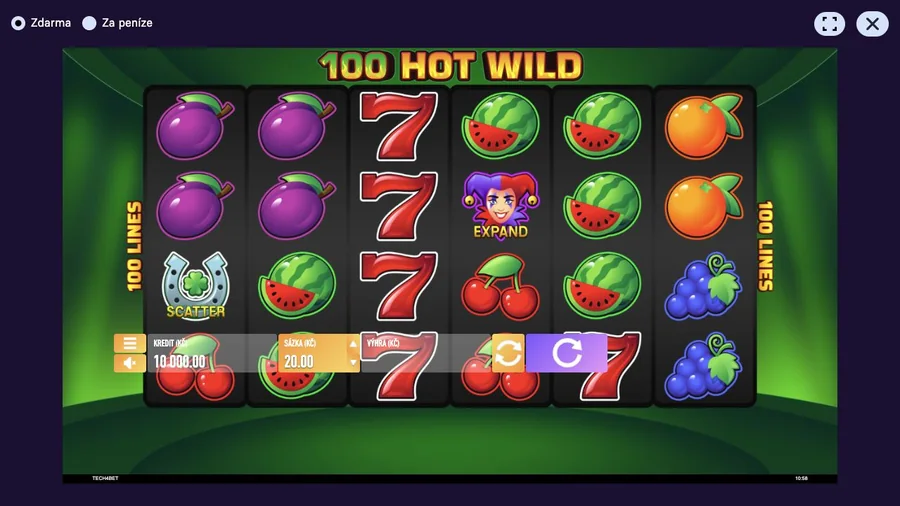 Demo automat 100 Hot Wild zdarma v Grandwin Casinu