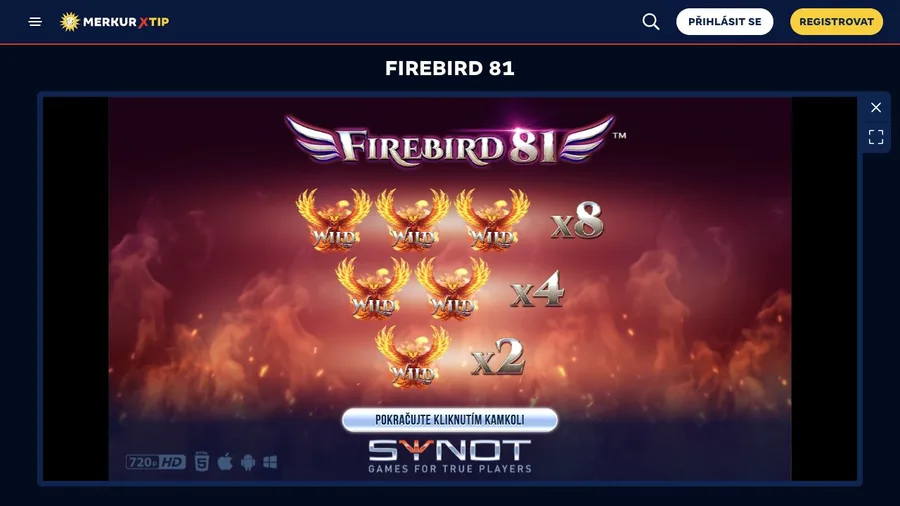 Spuštěná demo verze automatu Firebird 81 v MerkurXtip Casinu