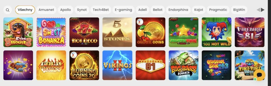 Katalog automatů Star Casino s filtry poskytovatelů