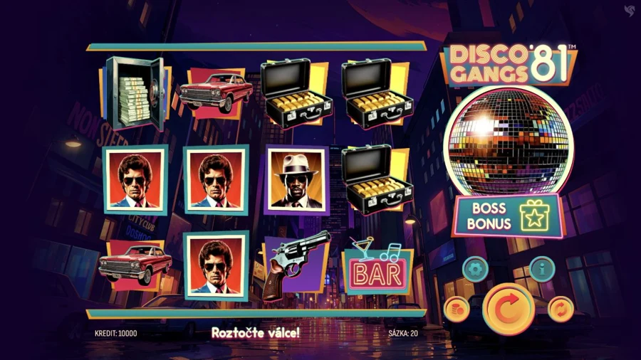 Herní pole DiscoGangs’81 v demo režimu Pegas Game