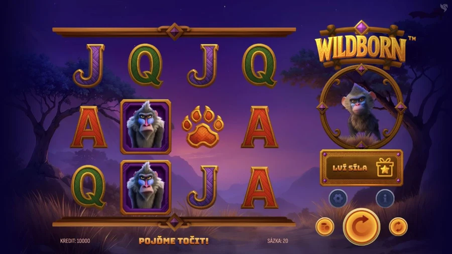 Herní pole Wildborn v demo režimu Pegas Game